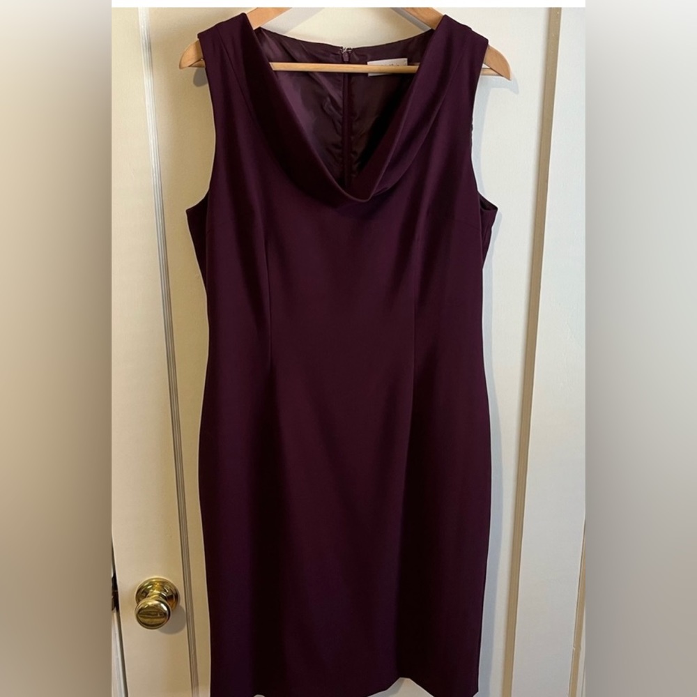 Calvin Klein Sleeveless Draped Cowl Neck Sheath Dress Size 12